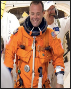 Ron about to board Space Shuttle Discovery