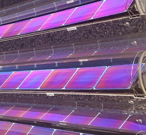 Solar thermal tubes on a rooftop